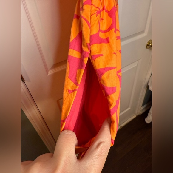 J. Crew Orange Red Tropical Flutter Sleeve Tiered Cotton Sundress Size 12 EUC - Picture 5 of 7